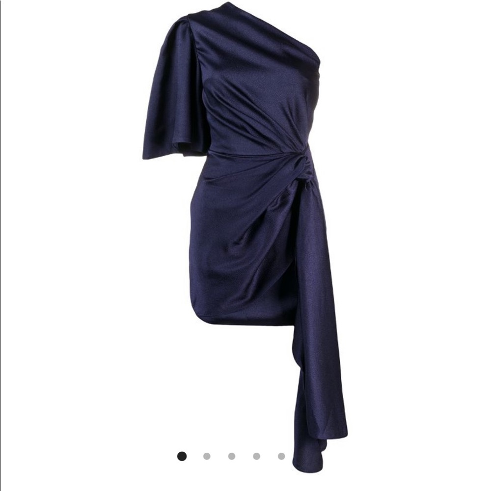 Satin navy blue asymmetric dress